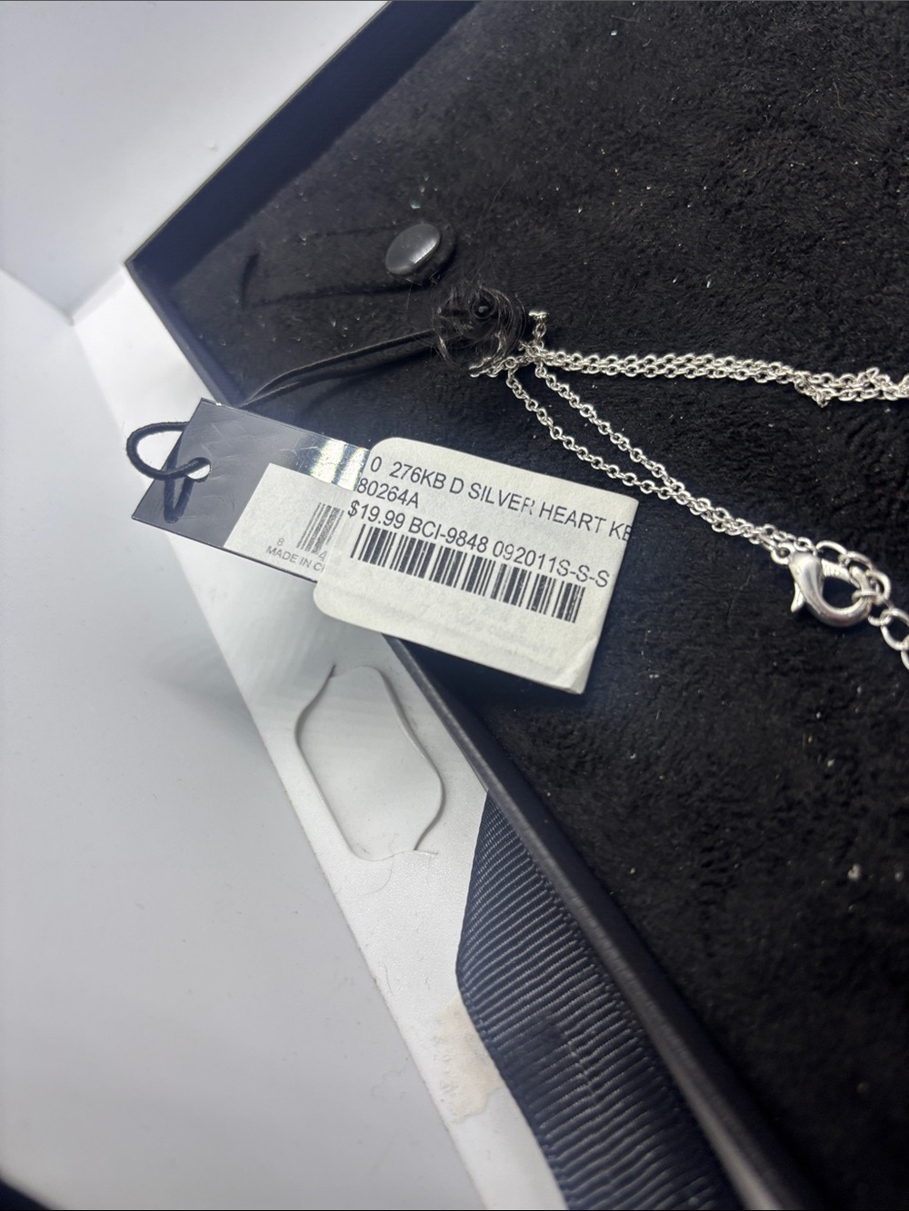 Macy's Silver Heart Key Pendant Necklace with Clear Crystal Accents - Picture 4 of 4